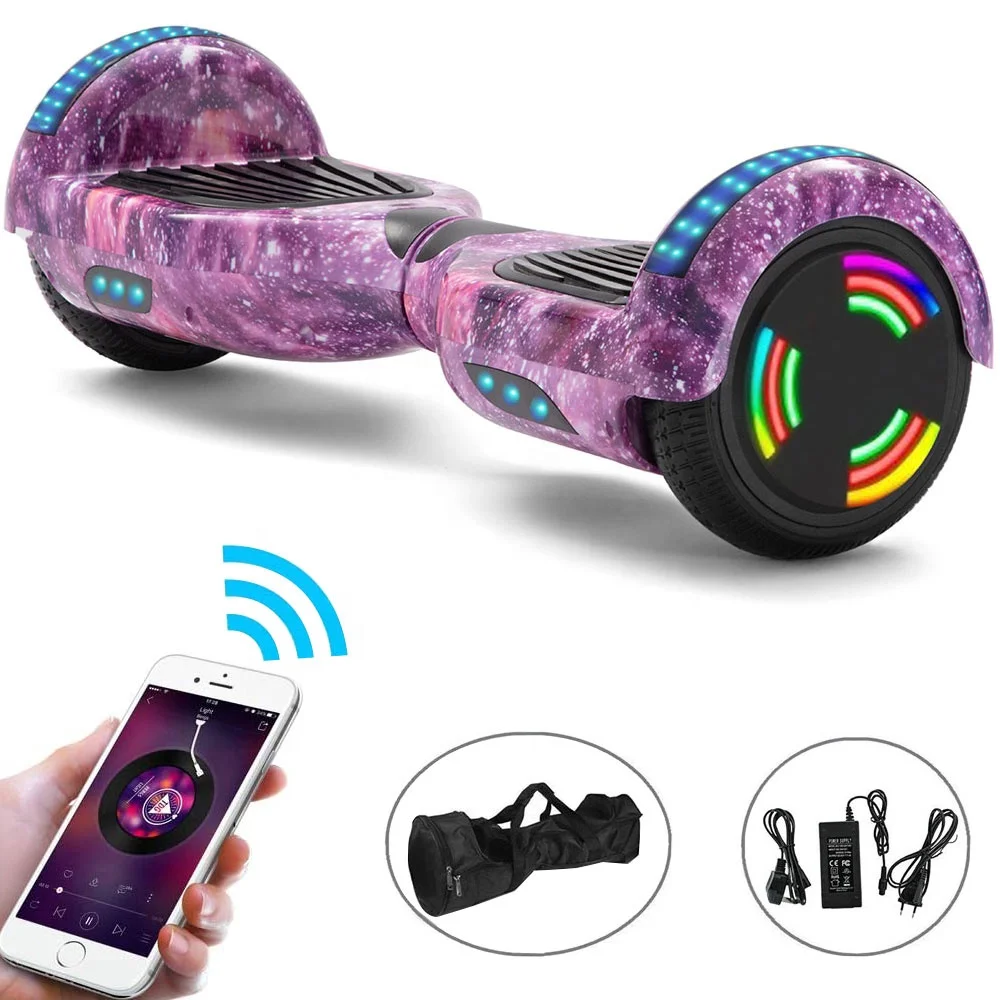 EU Warehouse Cheap 6.5 Inch Galaxy Purple Electric Scooters LED Self Balancing Scooter For kids Balance Hoverboard