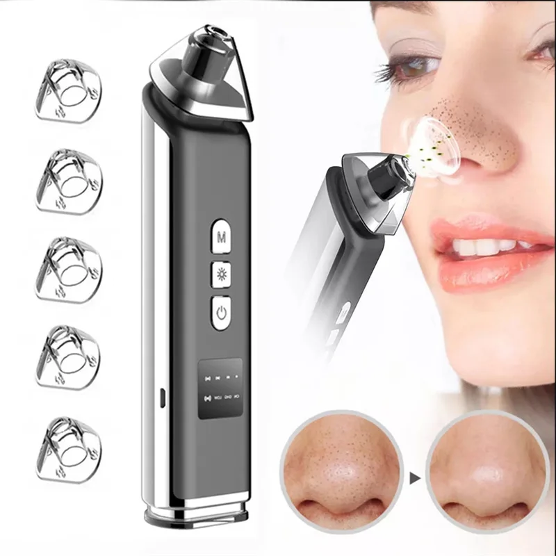 New Designer Beauty Blackhead Remover LED Red Light Therapy Facial Hot Cold Compress Massager Vacuum Pore Cleaner Face Skin Care