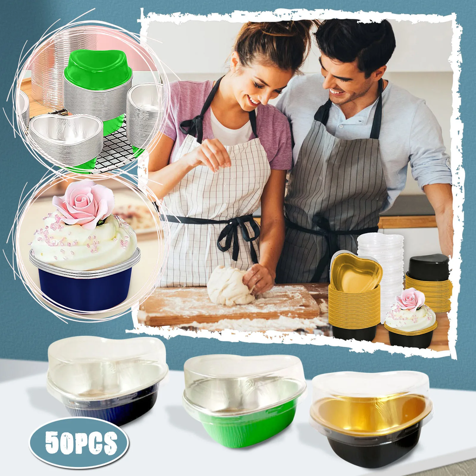 

Red Day Party With Lid Foil Cake Supplies Cake 100ML Pan Mini Mini Glass Bakeware with Lids for Oven Baking Sheets for Oven