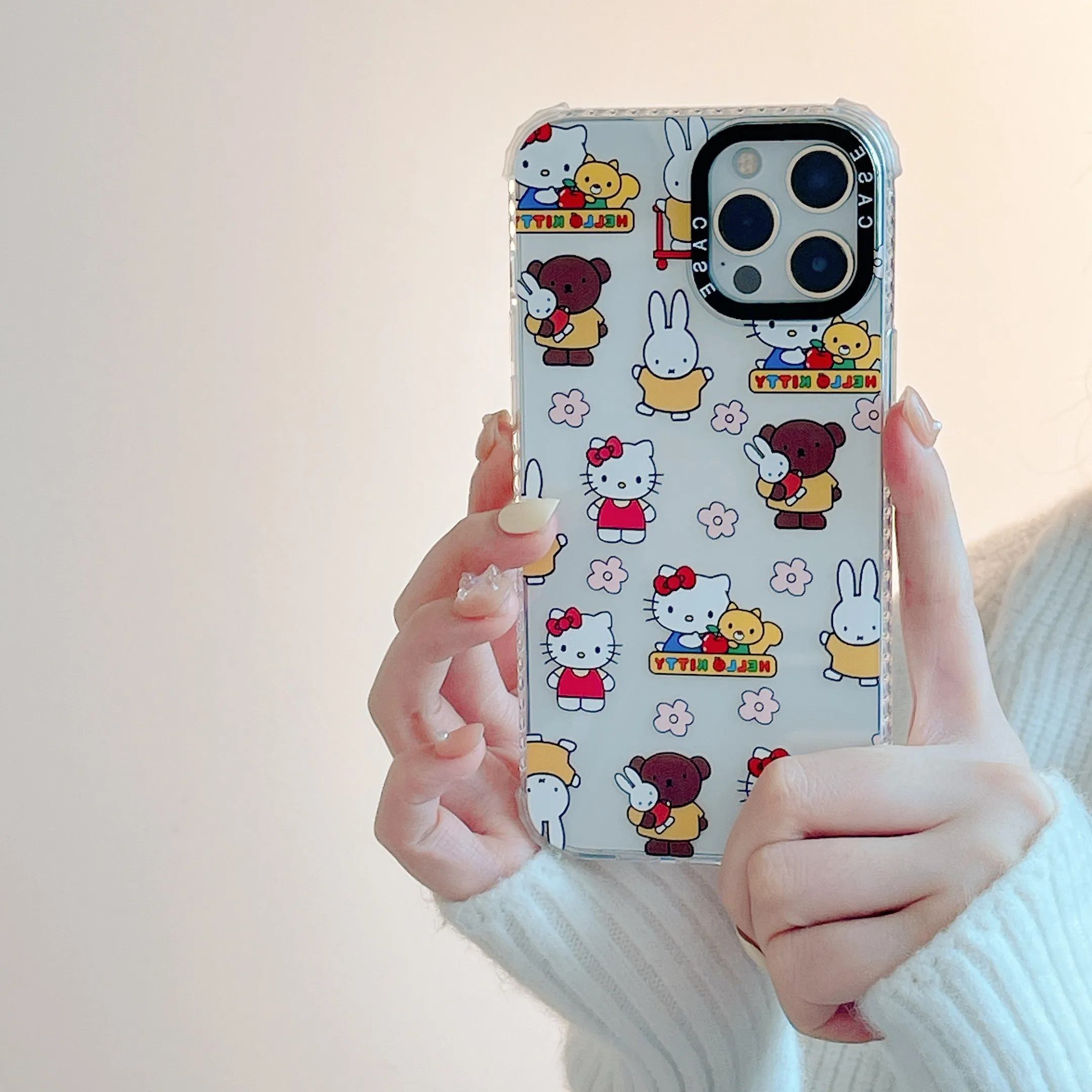 Чехлы для телефонов с мультяшным Hello Kitty и медведем iPhone 13 12 11 Pro Max XR XS MAX X 7/8Plus