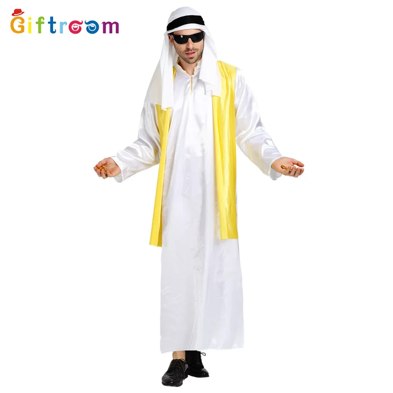 

Halloween Party Role Play Costume Middle East Dubai Prince Adult Gold Vest Arab Men's Clothing