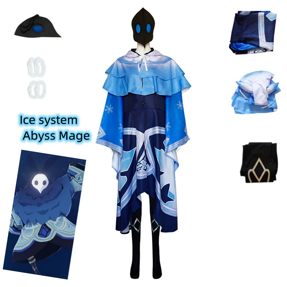 

Anime Game Genshin Impact Abyss Mage Ice System Suit Uniform Cosplay Costume Halloween Adult Man Woman Vitality