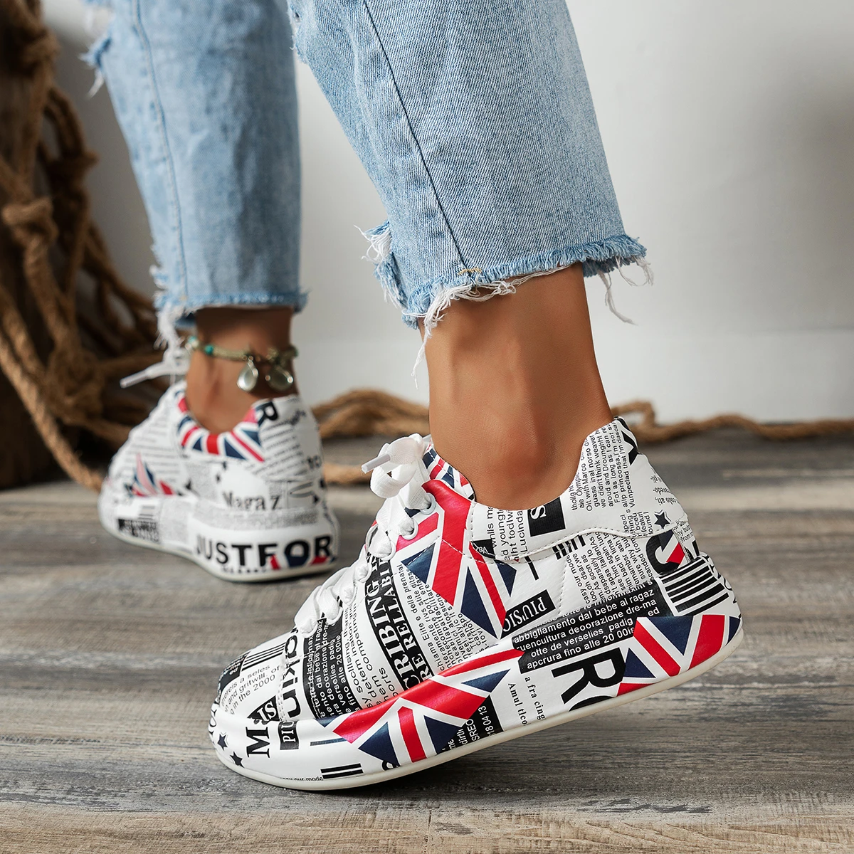 New 2023 Hot Sale Shoes for Women Lace Up Women's Vulcanize Shoes Autumn Round Toe Mixed Colors Shoes Ladies Platform Sneakers