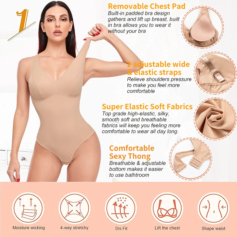 Bodysuit Shapewear for Women Bodycon Sexy Body Shaper Push Up Slimming Underwear Sheath Corset Top Jumpsuit Female Outfit