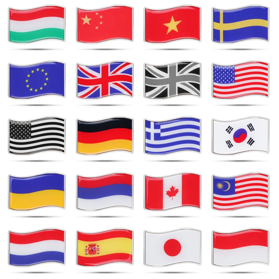 

Heat Resistant Aluminium 3D World National Flag Motorcycle Stickers Moto Cross for Honda Yamaha Modified Parts Cafe Racer Decals