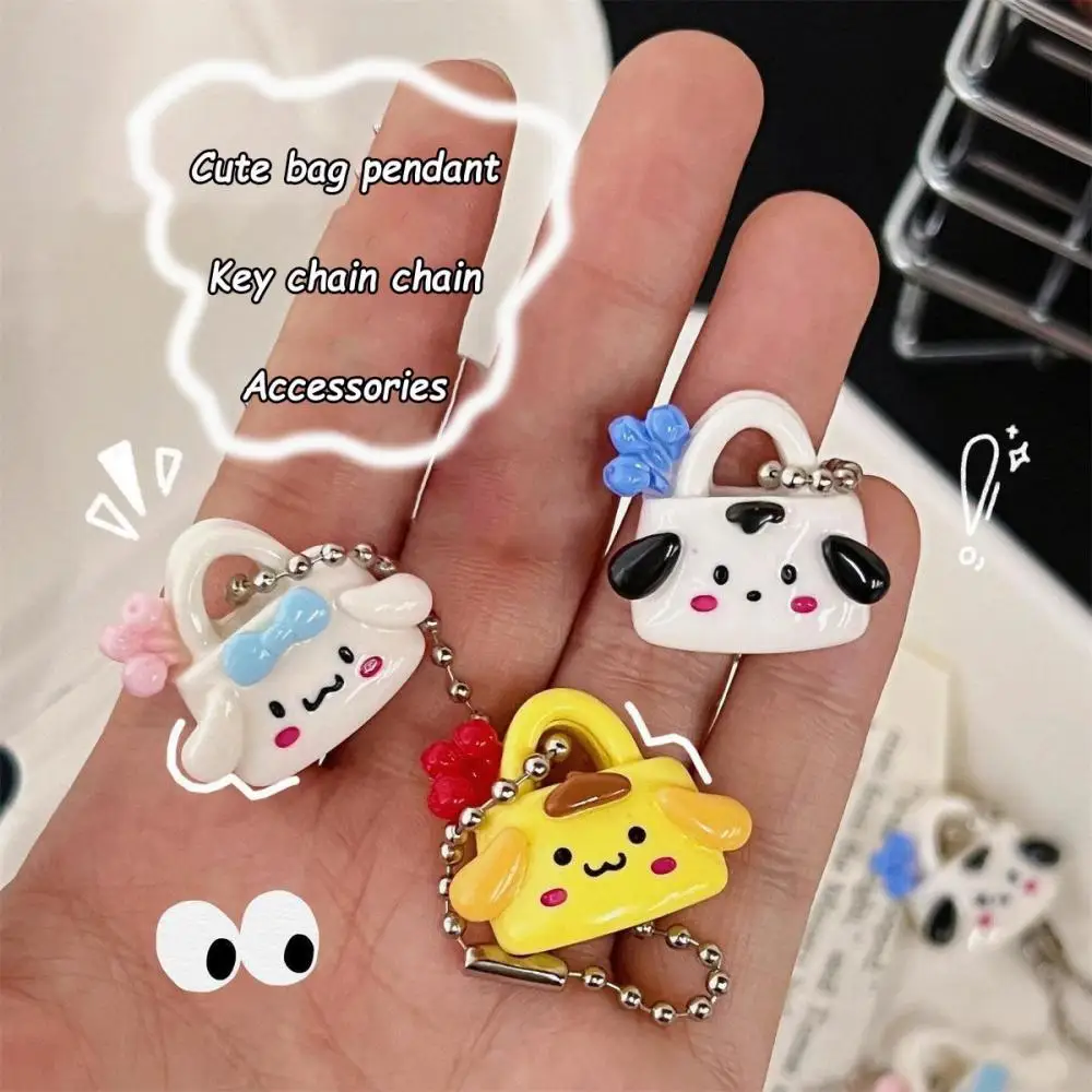 

Kawaii Sanrio Anime My Melody Cinnamoroll Pompom Purins Student Keychain Tote Bag School Bag Pendant Accessories Charm Cute