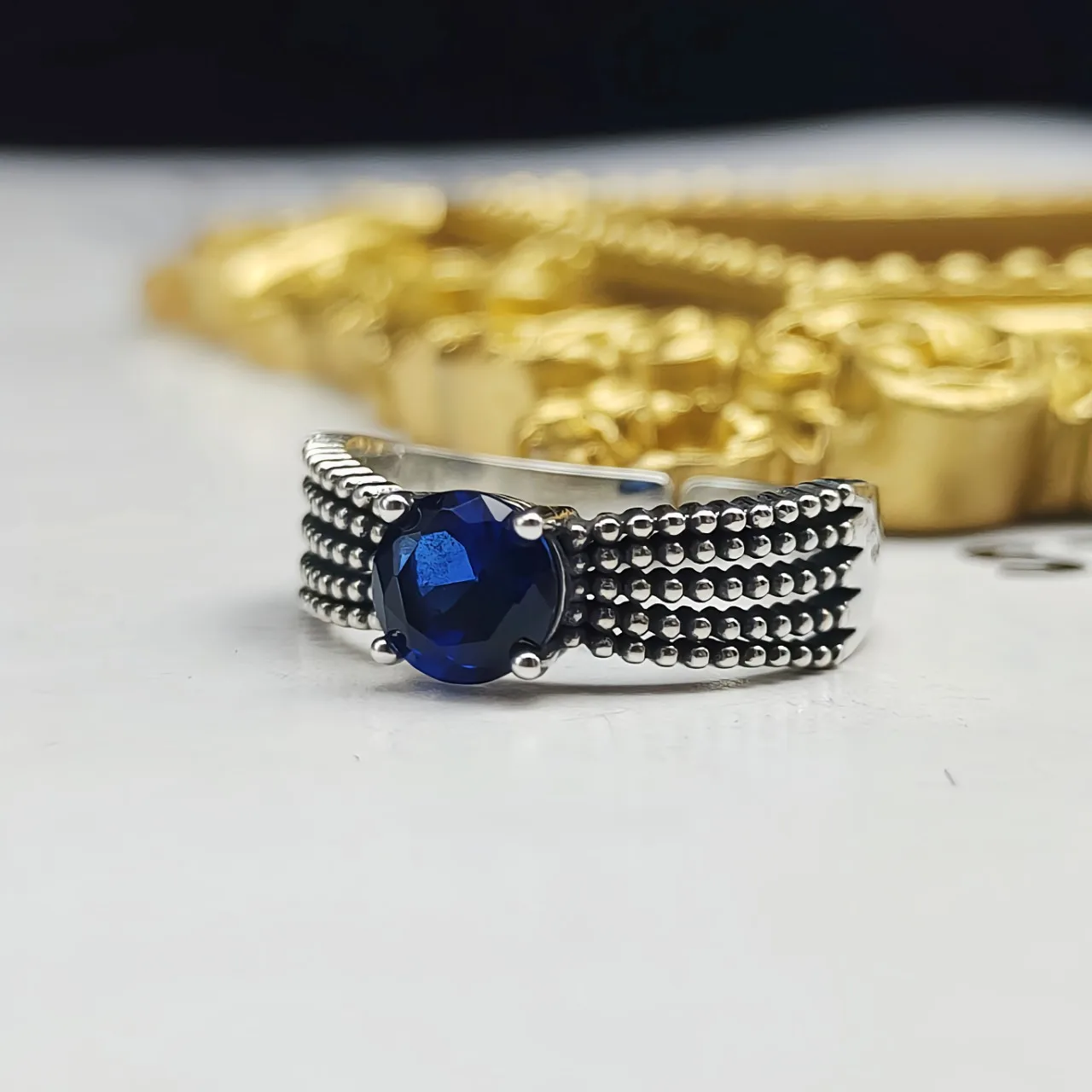 

S925 Silver, Japanese, and Korean Niche Design Old Rings Trendsetters Versatile and Personalized Trendy Jewelry Adjustable Ring