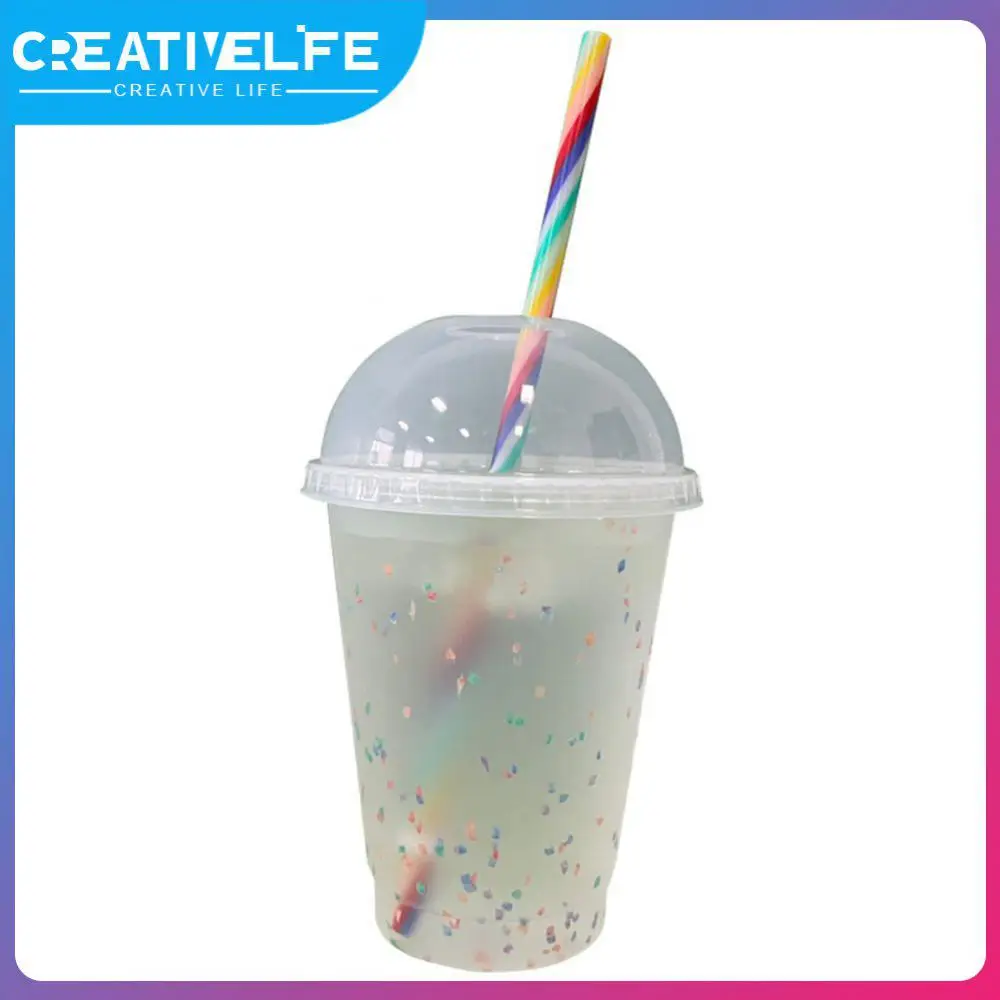 

Color Changing Confetti Plastic Tumbler For Kitchen Bar Juice Drinking Cold Cup Creative With Lid And Straw Reusable Portable