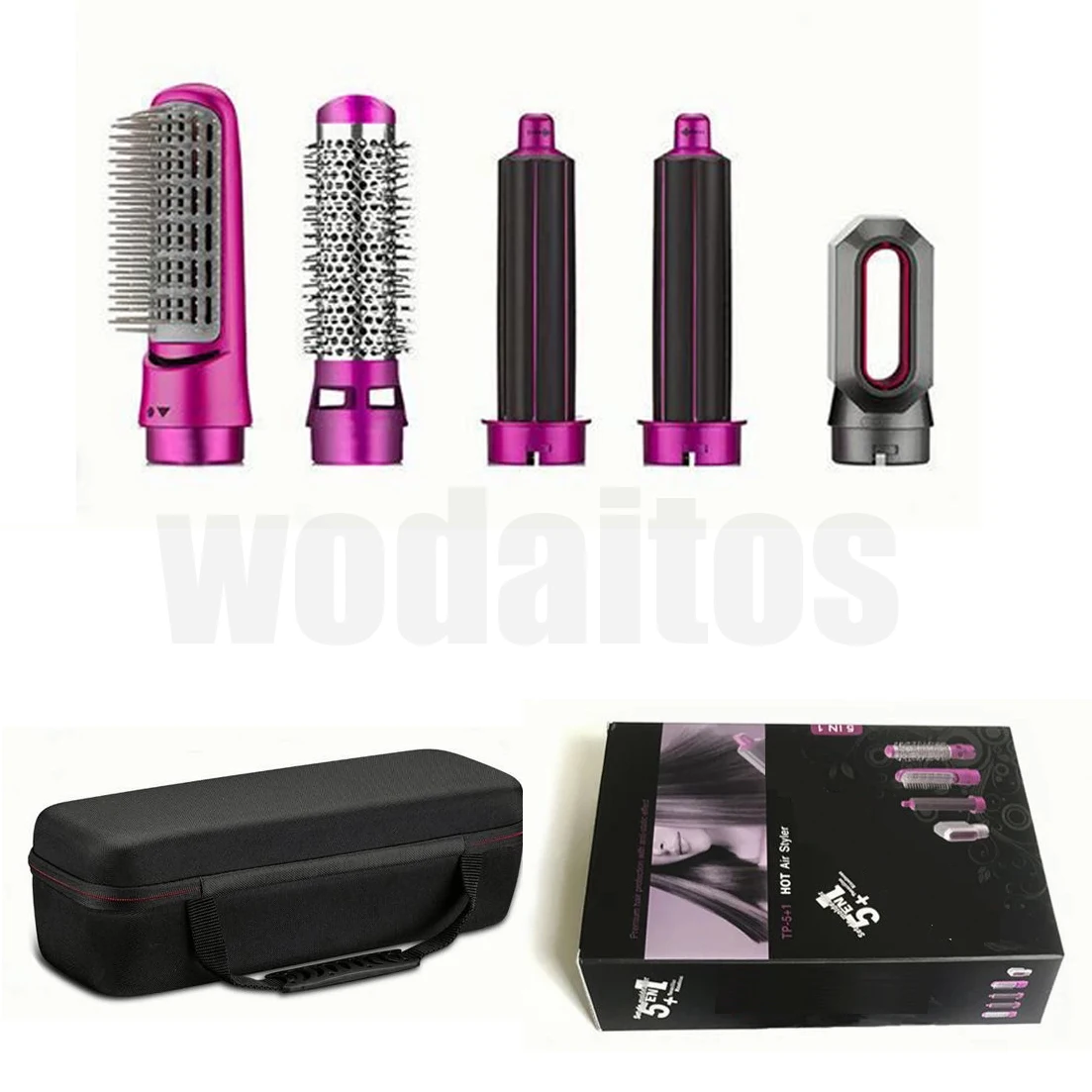 

Фен для волос 5 в 1, профессиональная расческа для завивки волос, утюжок для выпрямления, инструмент для укладки, бытовой