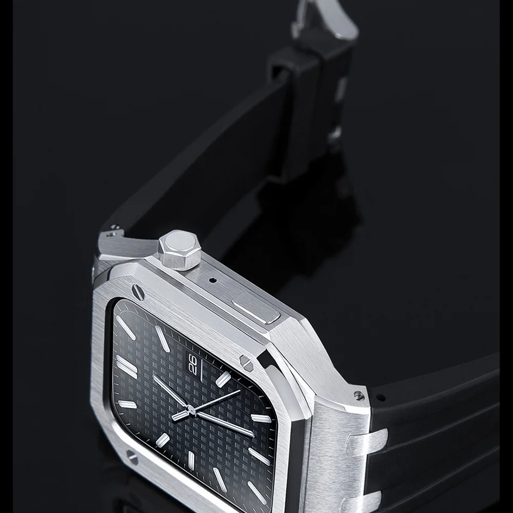 Metal Bezel For Apple iwatch4/5/6/SE Rubber Watchbands Modfied Accessories 44mm enlarge