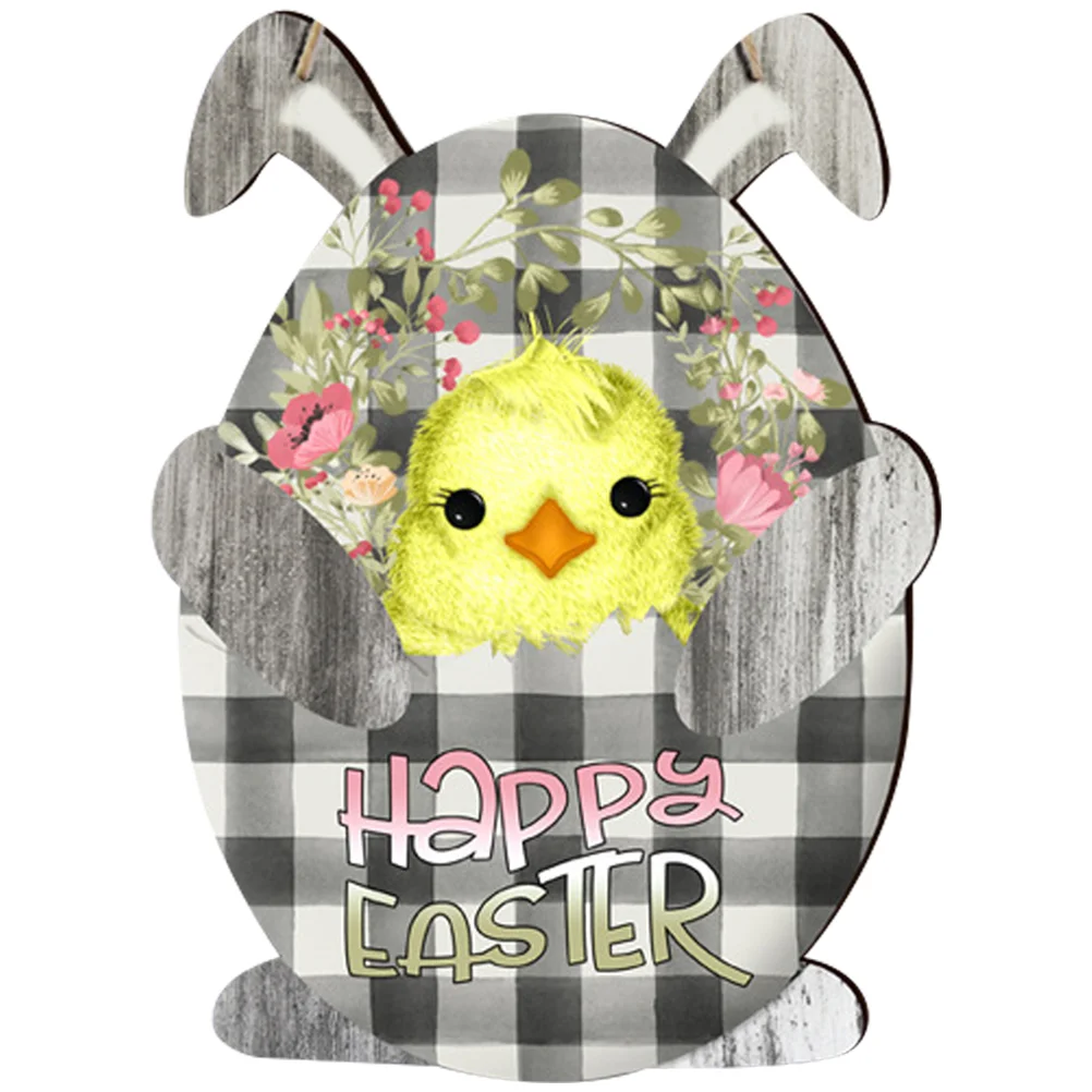 

Easter Sign Door Wooden Hanging Bunny Spring Egg Decorations Signs Happy Welcome Front Chick Ornaments Porch Wall Decoration
