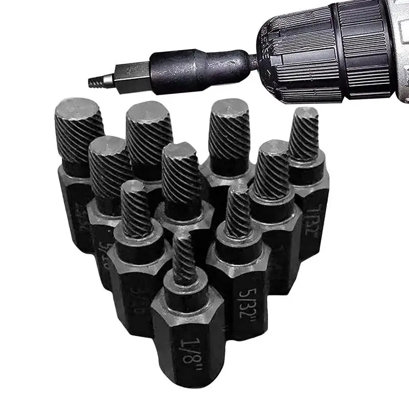 

Easy Out Bolt Extractor Set Hex Head Multi-Spline Screw Bolt Remover Kit 10 Pcs Spiral Screw Extractor 1/8 To 7/8in For Removing