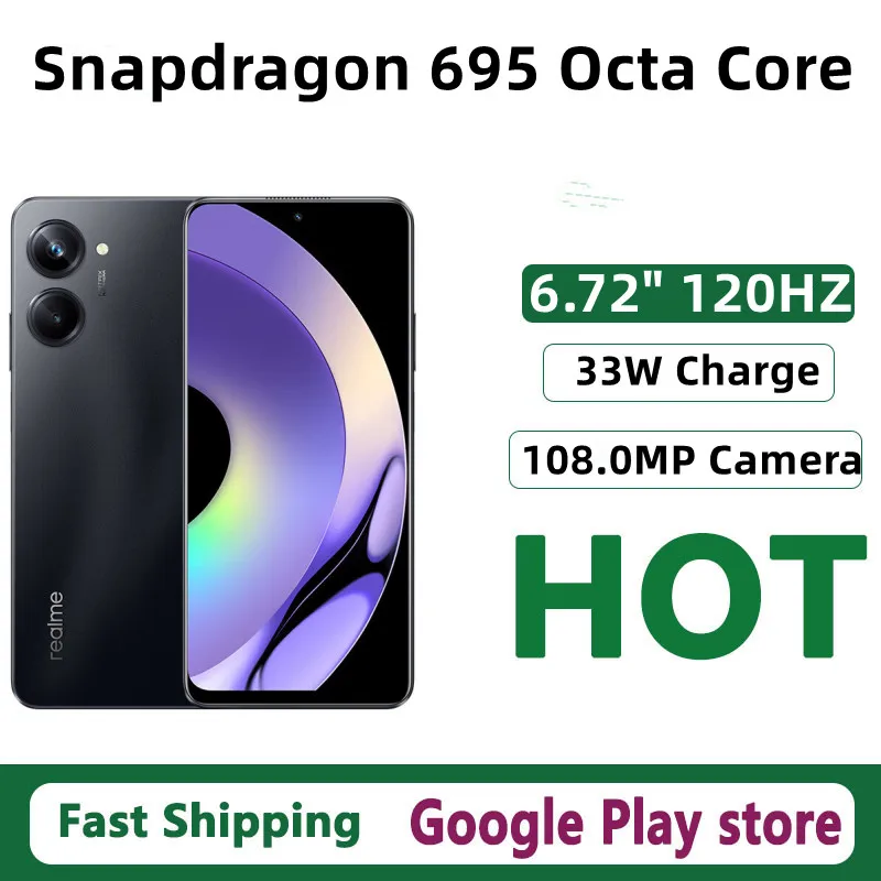 

Смартфон Realme 10 Pro, Snapdragon 695, Android 13,0, 6,72 дюйма, 120 Гц, 108 МП, зарядка 33 Вт