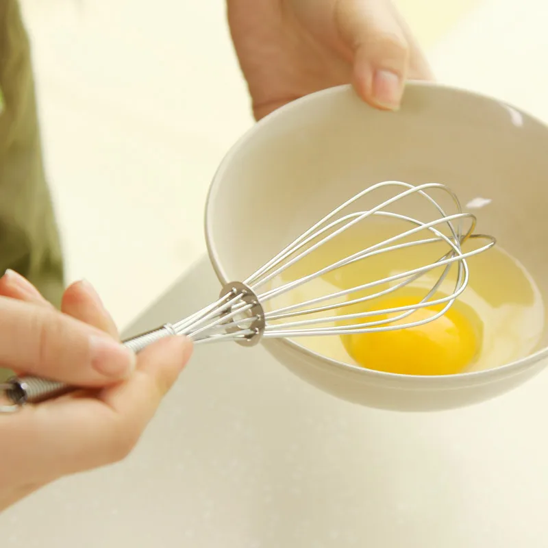 

8 Inches Egg Beater Stainless Steel Egg Whisk Manual Hand Milk Cream Butter Mixer Self Turning Egg Stirrer Kitchen Egg Tools