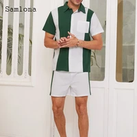 england style fashion two piece outfits men short sleeve notched top shorts set sexy man clothing 2022 summer new tracksuit sets