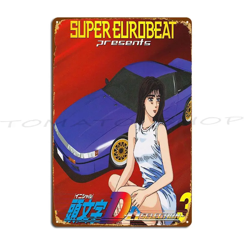 Фото Металлическая табличка-постер Initial D Eurobeat, таблички для бара и паба, настенный декор для вечеринок, жестяная табличка-постер на заказ №2