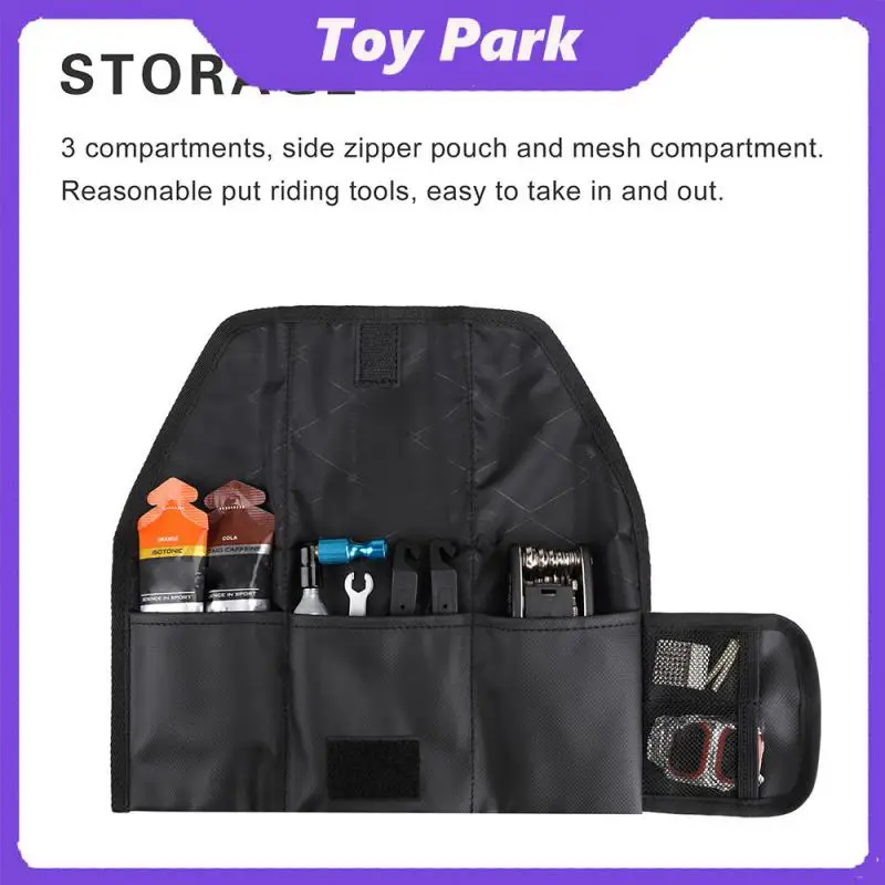 

Three Compartments Saddle Bag Multi Position Folding Tool Storage Bag Convenient Take Mountain Bike Saddle Bag Storage Bag