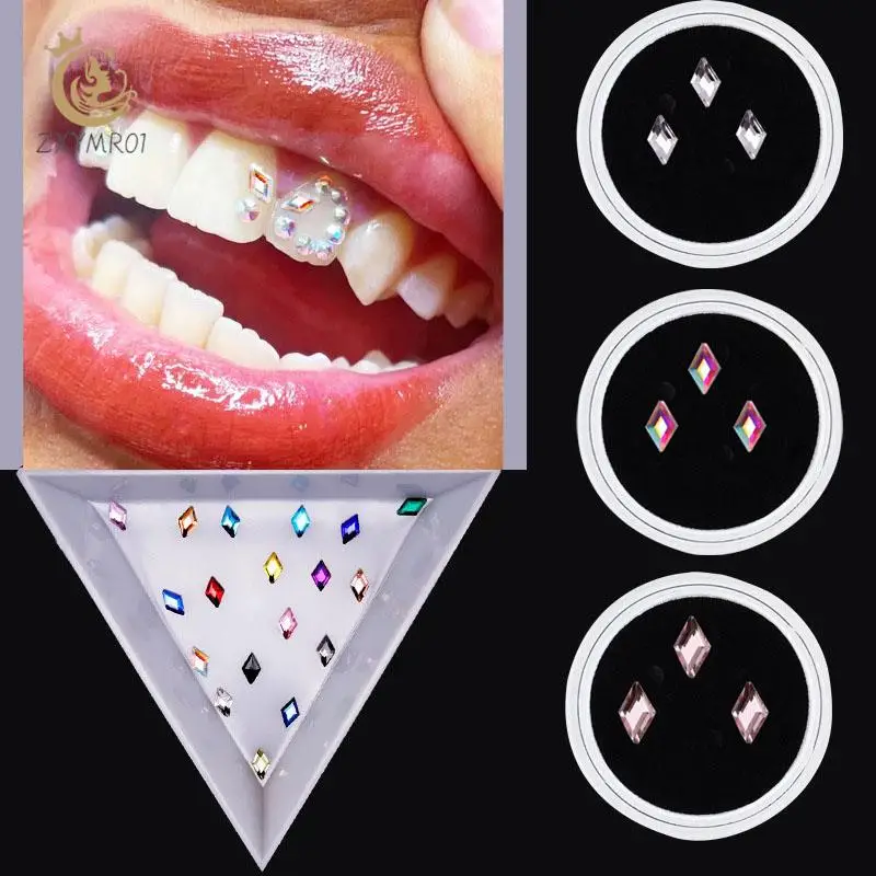 

3Pcs/Box Dental Tooth Gem Imitation Teeth Crystal Ornament Tailor-Made Diamond Shape Beauty Diamond Jewelry Oral Decoration