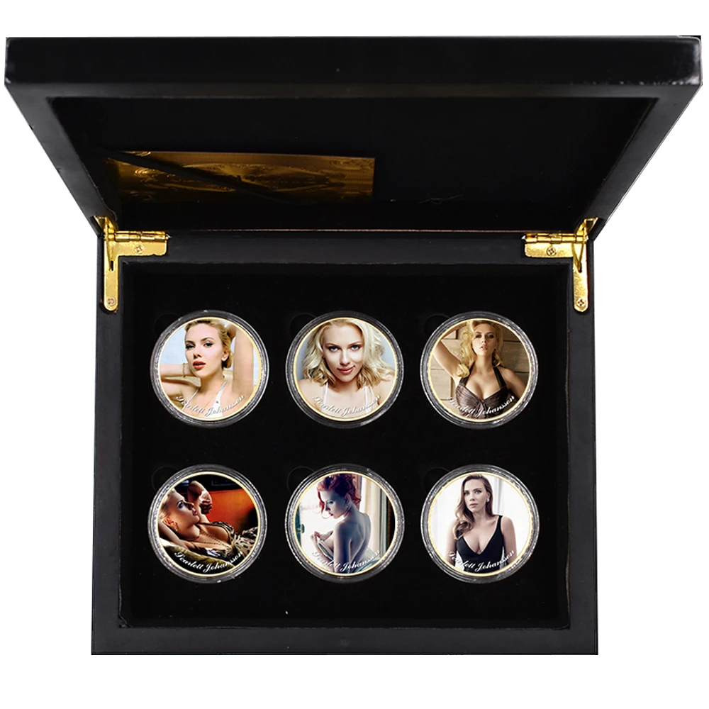 Scarlett Johansson Commemorative Coins American Superstars Challenge Coin Hot Sale 10pcs/set or 6pcs/box Holiday Gift