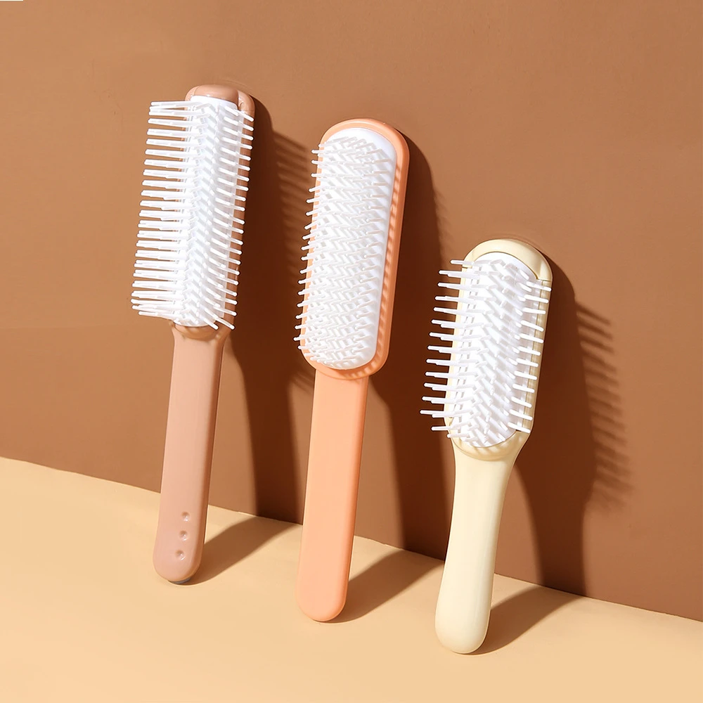 

Hair Brush For Natural Curly Hair 9 row Classic Styling Travel Detangling Nylon Bristle Mini Shower Wavy Drying Plastic Comb