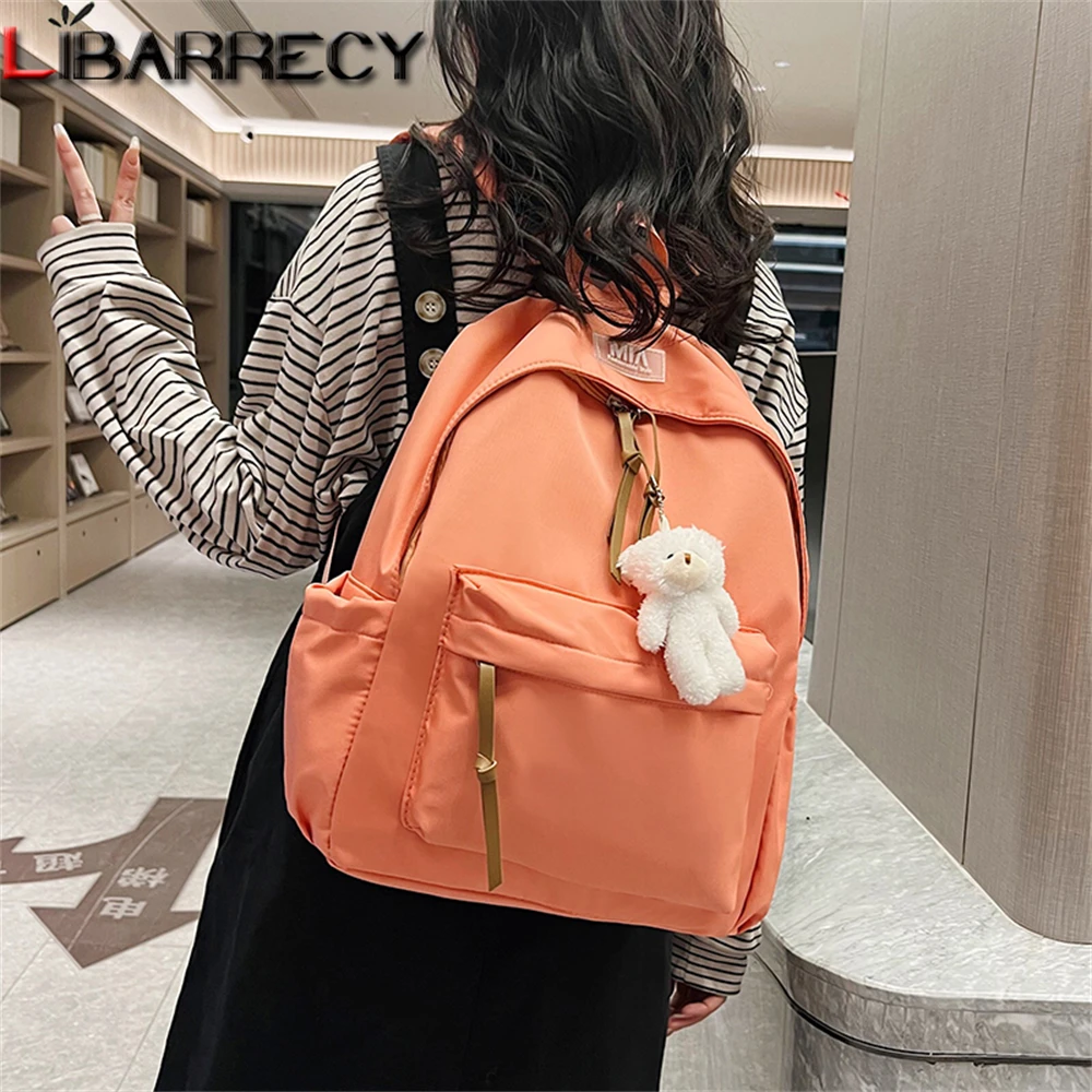 

Solid Color Design Quality Nylon Women's Backpack 2023 Spring New Youth Laptop Backpacks Fashion Student Bags Mochilas De Mujer