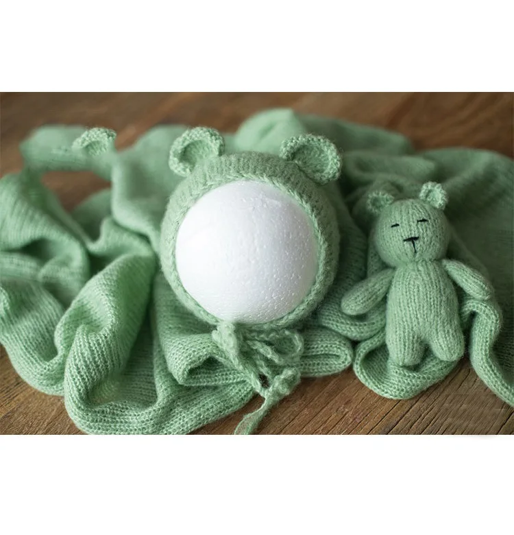 Baby Photography Props  Wool Knitted Blanket Hat  and Doll Newborn  Photo Prop Shoot Studio  Accessories
