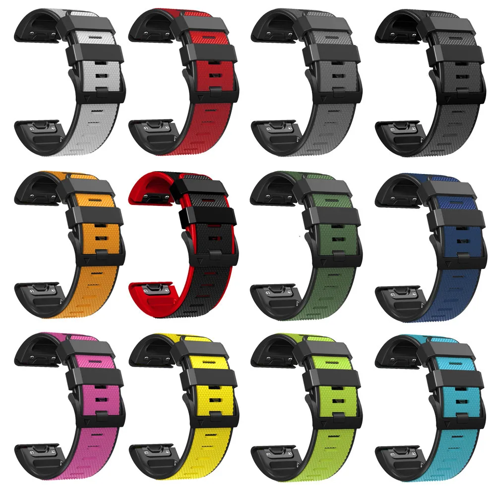 Фото Ремешок для часов Quickfit 22 мм 26 мм для Garmin Instinct 3 45 мм 50 мм Instinct2x Fenix E 8 47 мм 51 мм, силиконовый браслет Correa №5