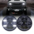 7-дюймовая круглая светодиодная фара H4, фасветильник ближнегодальнего света с DRL, автомобильные аксессуары для Jeep Wrangler Off Road 4x4 JK TJ Lada Niva мотоцикла