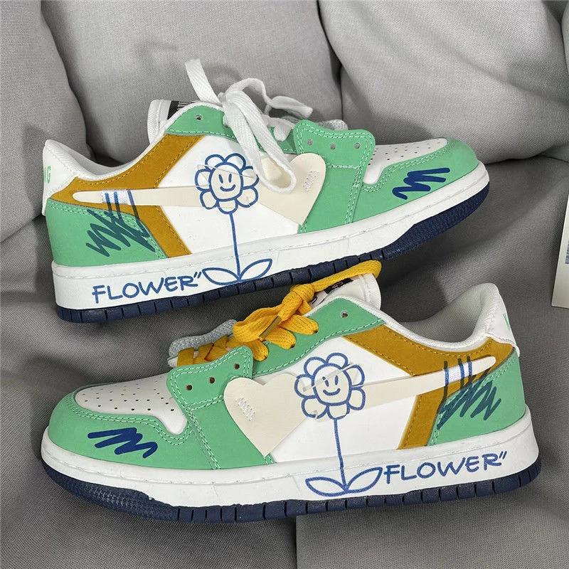 

Women's Chunky Sneakers 41 42 New Design Shoes Tenis Lovely Flower Fashion Skateboarding Sneakers Girls Casual Sports Shoes