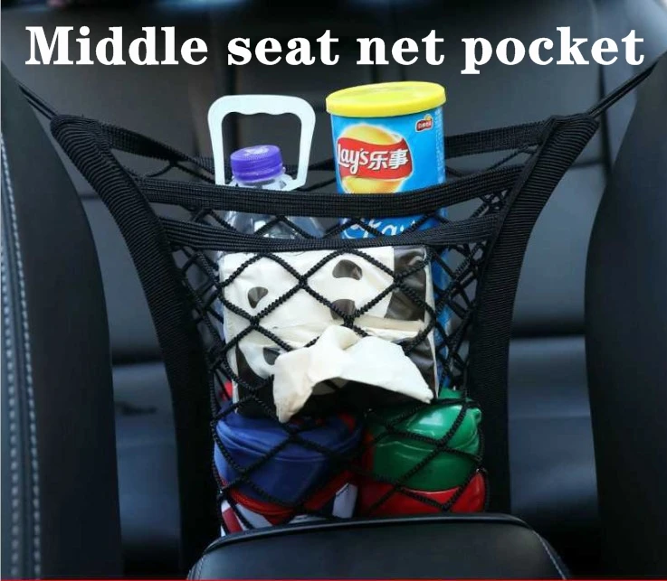 

Car Storage Net Bag Between Seats Car Divider Pet Barrier Stretchable Elastic Mesh Bag Organizer Auto Accessories