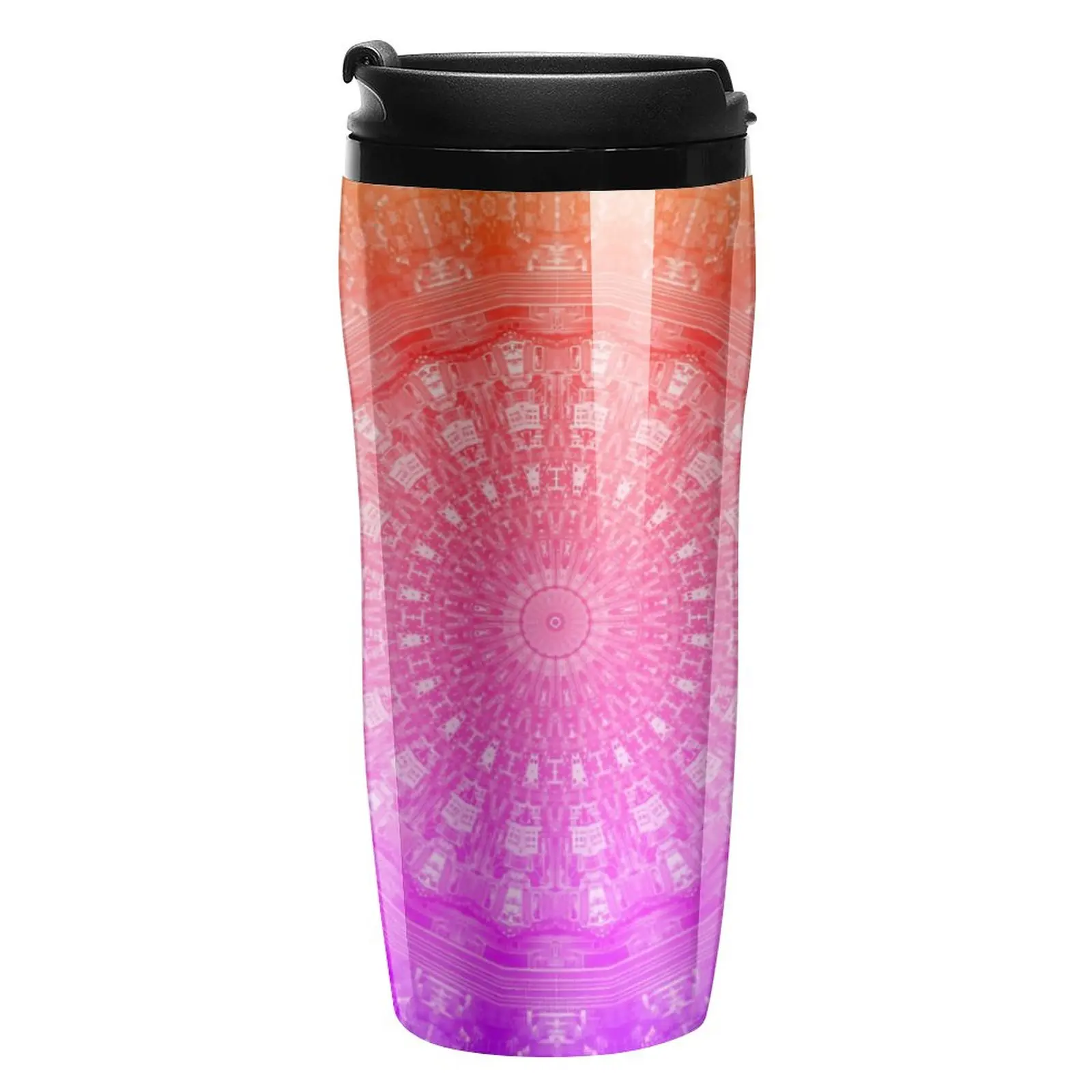 

Rose Mandala Coffee Mug to Go Rainbow Print Hot Drinks Leakproof Water Bottle Custom Gift Driving 350ml Plastic Cup