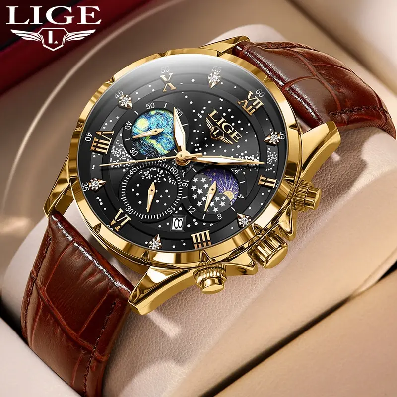 2023 Top Luxury Brand Men Genuine Leather Sports Watches Men's Army Military Watch Male Date Quartz Clock Relogio Masculino