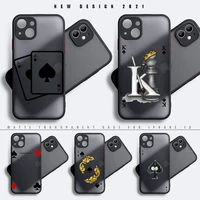 ace of spades playing card phone case black color matte transparent for iphone 13 12 11 x xr xs pro max mini 7 8 plus