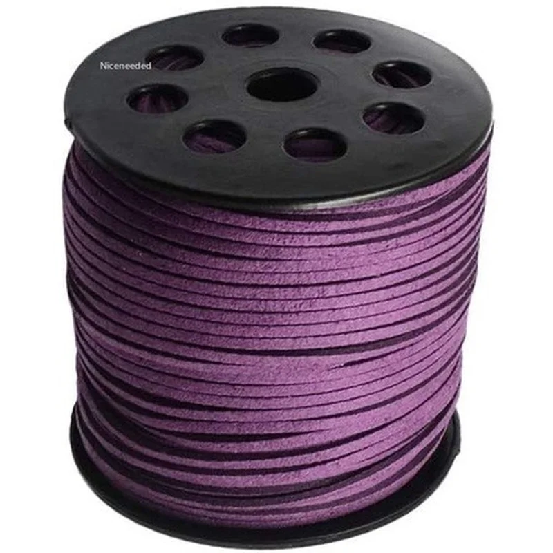 

98 ярдов, плоский шнур из искусственной замши и кожи с кружевом, 3 мм, из микрофибры, кожаный шнур, нитка для бисероплетения, для изготовления ю...