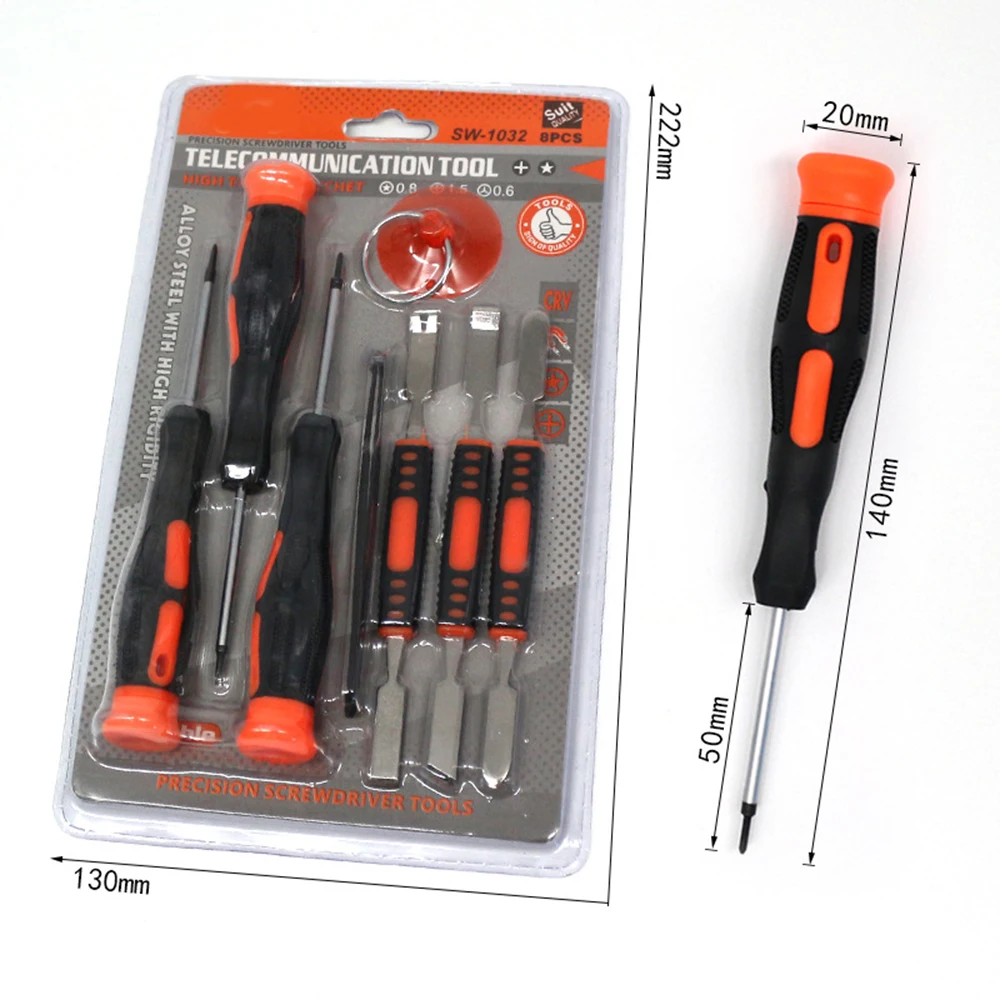 

8-In-1 Phone Dismantling Small Screwdriver Tool Five Corner Crowbar Tweezers Mini Screwdriver Set Cordless Screwdriver TS2