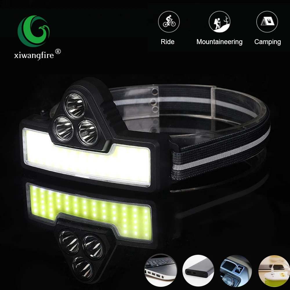 

Crossbody COB Headlight Multifunctional LED Light with Built-in Battery USB Rechargeable 3 Mode Lantern Outdoor Running Light