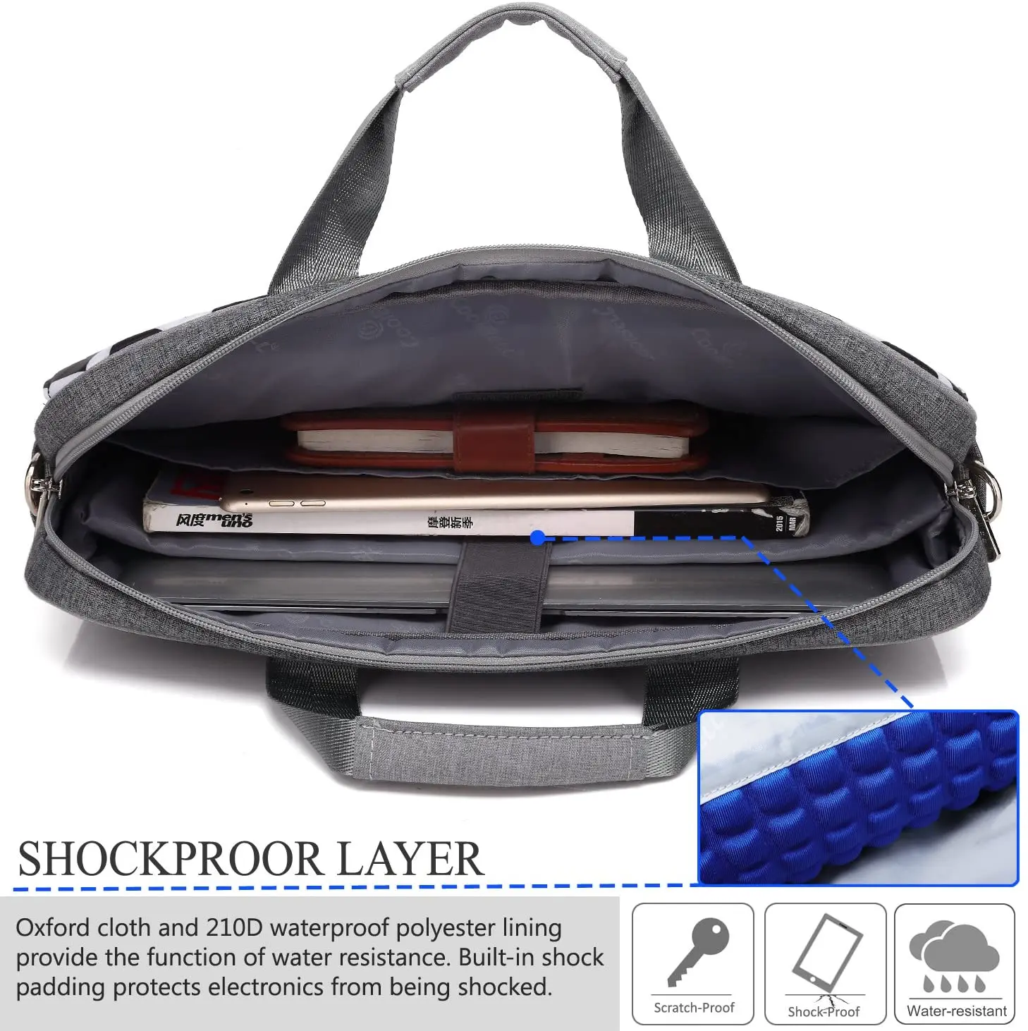 CoolBELL 15.6 Inch Nylon Laptop Bag Shoulder Bag with Strap Hand Bag Tablet Briefcase for iPad Pro Laptop MacBook Ultrabook