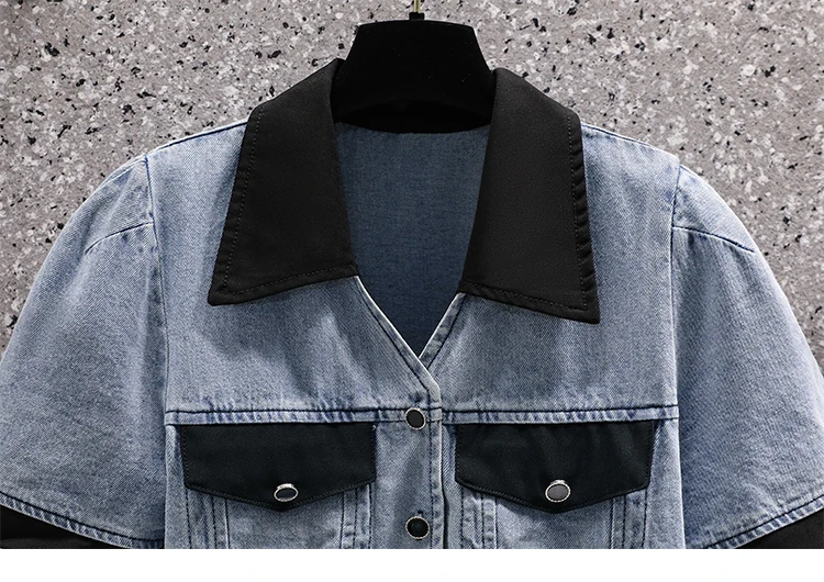 Женский джинсовый костюм y2k рубашка-поло и плиссированная мини-юбка комплект из