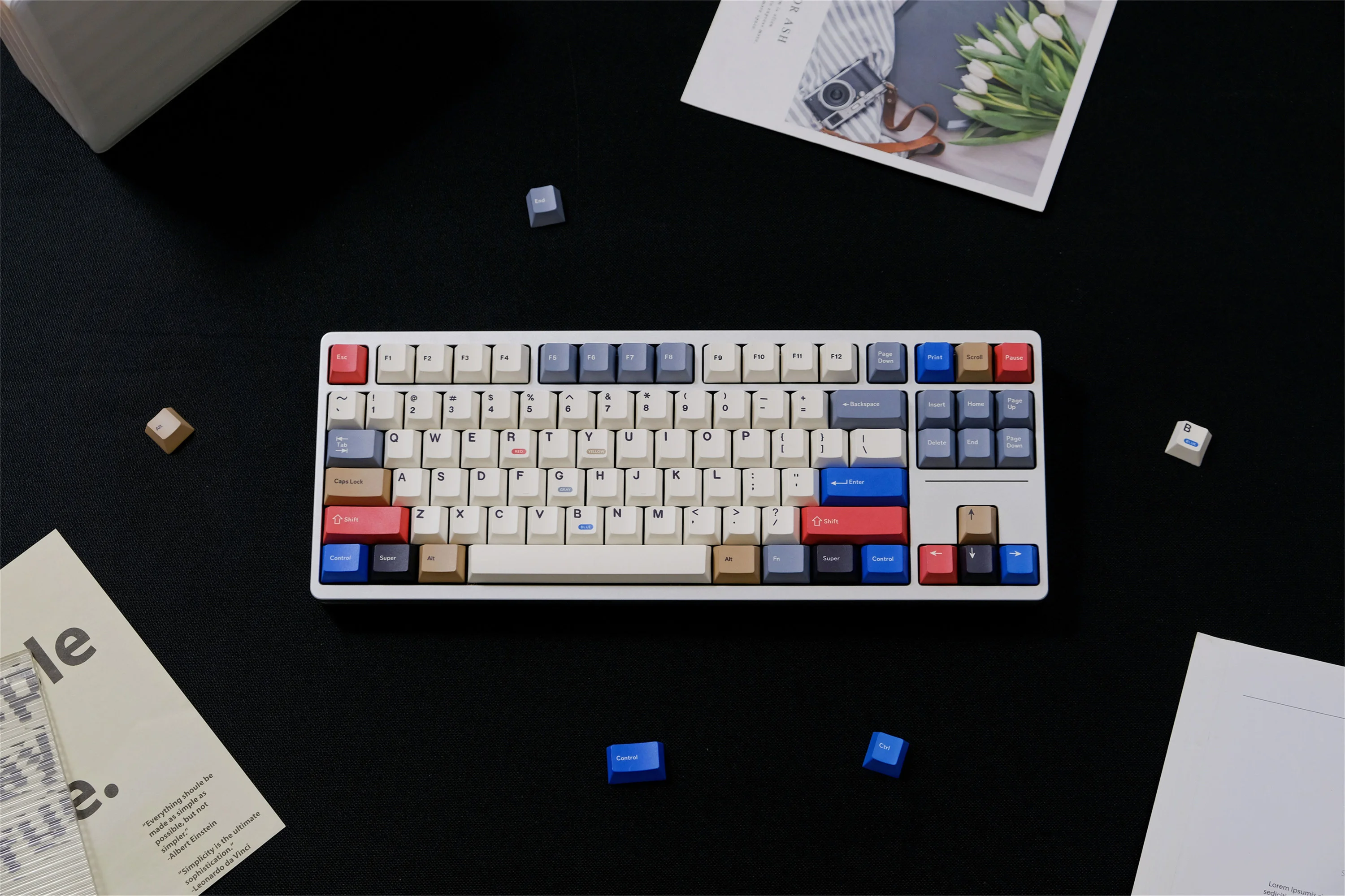 Фото Набор клавиш Retro100, 143 клавиши, материал PBT, профиль Cherry, DYE-SUB, для переключателей MX, клавиши для механических клавиатур Alice Wooting. №1
