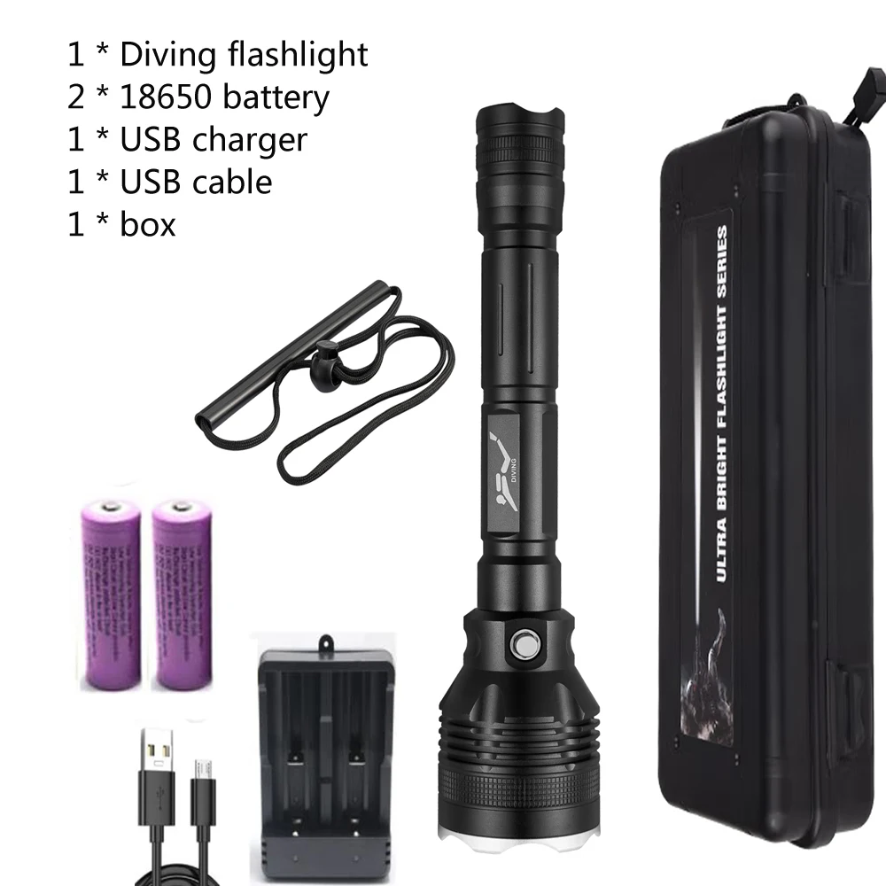 

DAOZHIMEI Фонарик для дайвинга D50 белый 4000LM