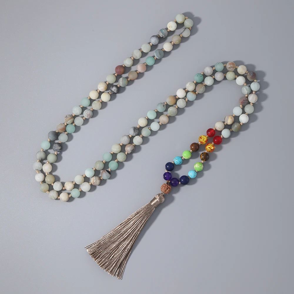 Ожерелье из 7 Чакр OAIITE классическое модное ожерелье 108mala натуральный Амазон