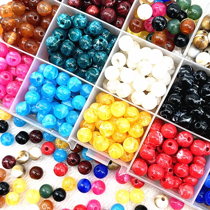 

50-200pcs 8mm Round Acrylic Beads Spacer Loose Beads for Jewelry Making DIY Handmade Bracelet Accessories