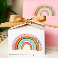 100pcs 5 5cm rainbow stickers happy birthday thank you label diy cookie bags seal labels happy every day sticker paper decor