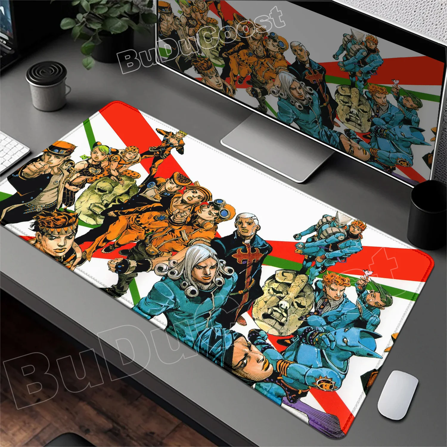 Фото Забавный коврик для мыши в стиле аниме Jojo Bizarre Adventure, аксессуары для клавиатуры шкафа, Джозеф Джостар, игровой коврик для ноутбука, большой коврик для мыши с замком по краям №3