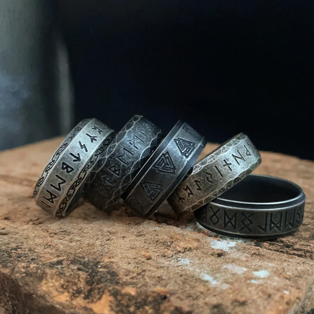 

Fashion Vintage Viking Rune Rings for Men Women Punk Simple Vikings Totem Ring Stainless Steel Amulet Jewelry Gift Dropshipping