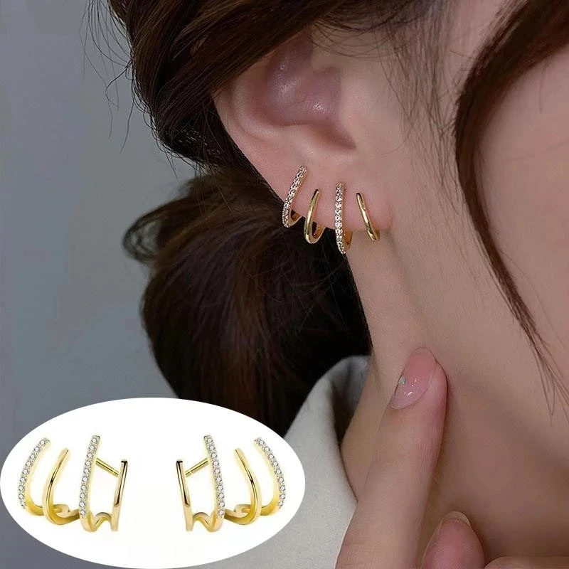 

Golden Claw Shape Stud Earrings for Women Trendy Shining Crystal Women's Earring Female Party Jewelry Dropshipping