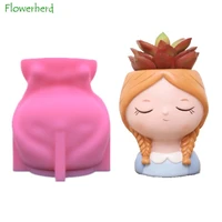 double braid girl diy 3d creative pen holder flower pot silicone mold scented candle food grade chocolate cake decoration