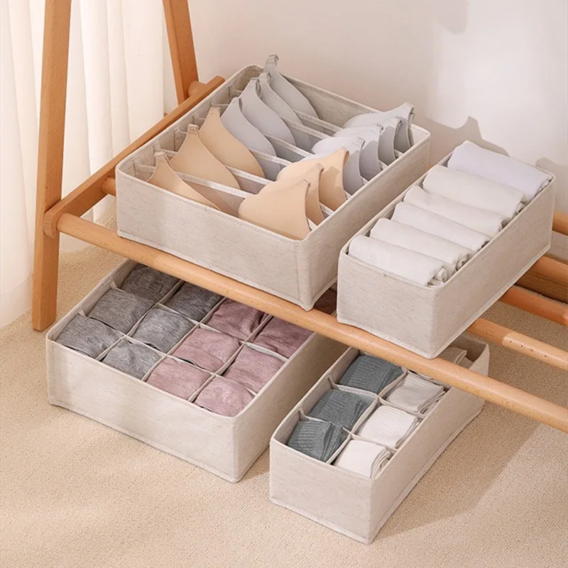 7 Grids Home Underwear Storage Box Trousers Clothes Storage Artifact Wardrobe Grid Drawer Bra Shirts Dust-Proof Organizer