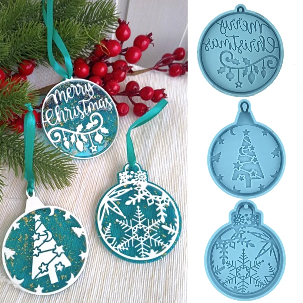 Christmas Tree Decor Ball Silicone Mold for DIY UV Epoxy Resin Keychain Pendant Mould Key Ring Resin Crafts Supplies Home Decor