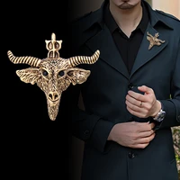 2020 new vintage metal animal cattle brooch rhinestone lapel pin suit coat badge brooch jewelry luxury gifts for men accessories